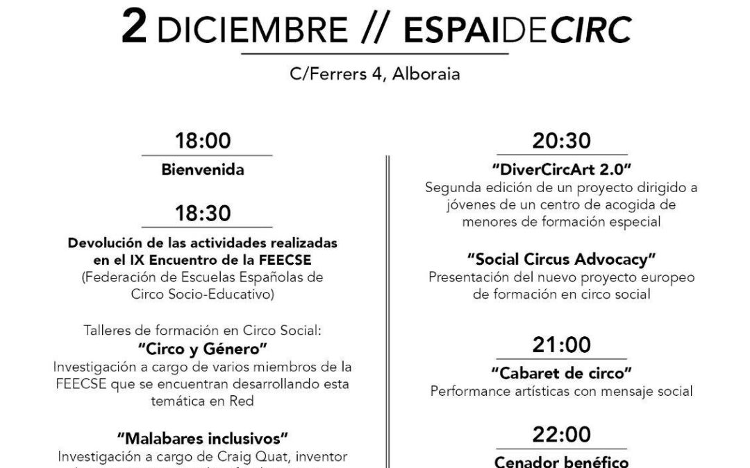 II JORNADA DE CIRCO SOCIAL del ESPAI DE CIRC – 2 DICIEMBRE